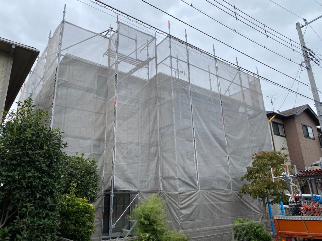 外壁塗装足場　我孫子市